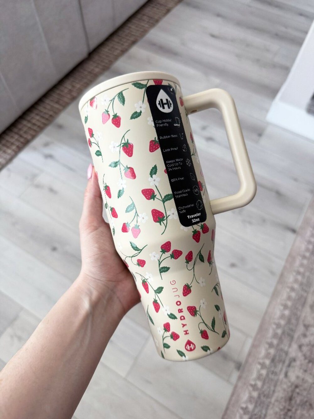“Cream Strawberry" HydroJug 32 oz Traveler Tumbler - Limited Edition